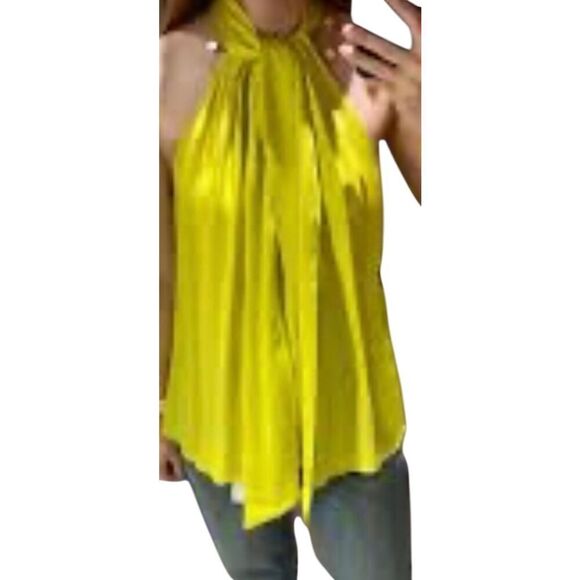 Zara women’s NWT green front bow silky ￼￼ blouse size small - Picture 3 of 4